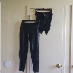 Sleek Black Women's Leggings and Top Set